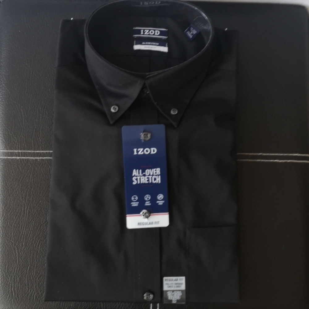 IZOD Men's Button-Down Black, 15-15.5, M 32/33